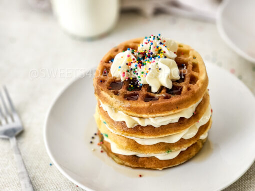 Mini Funfetti Waffle Cake on Linen - Image 4