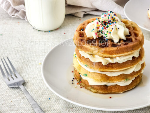 Mini Funfetti Waffle Cake on Linen - Image 5