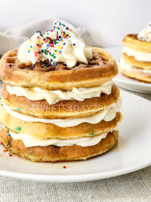 Mini Funfetti Waffle Cake on Linen - Image 6