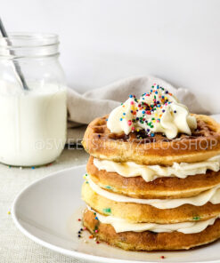 Mini Funfetti Waffle Cake on Linen