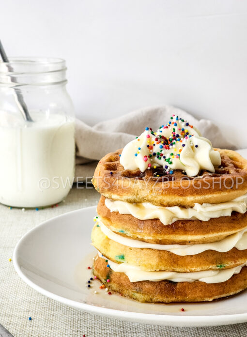 Mini Funfetti Waffle Cake on Linen