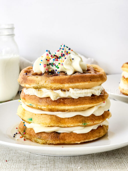 Mini Funfetti Waffle Cake on Linen - Image 7