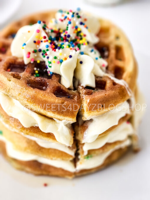 Mini Funfetti Waffle Cake on Marble