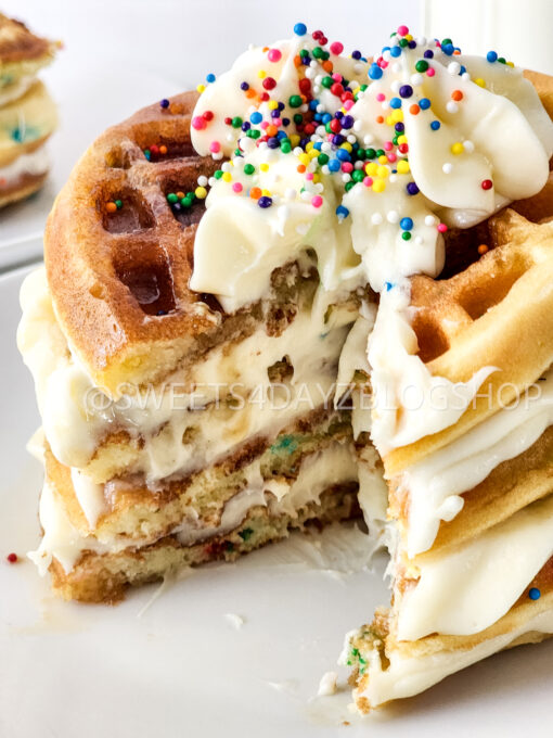 Mini Funfetti Waffle Cake on Linen - Image 9