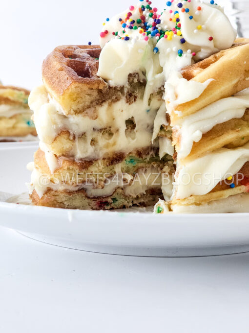 Mini Funfetti Waffle Cake on White - Image 9