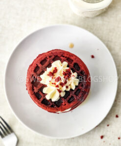 Mini Red Velvet Waffle Cake on Linen