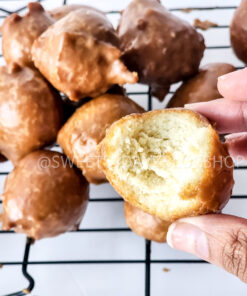Coffee Glazed Donut Holes on White