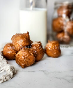 Coffee Glazed Donut Holes on Marble