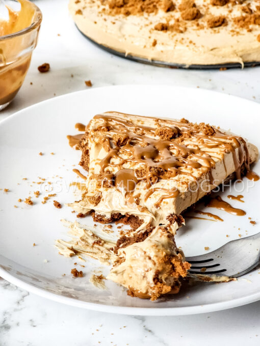 Biscoff Cookie Whipped Pie on Marble