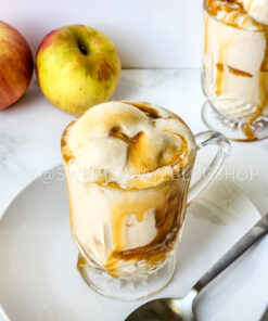 Caramel Apple Cider Floats on Linen