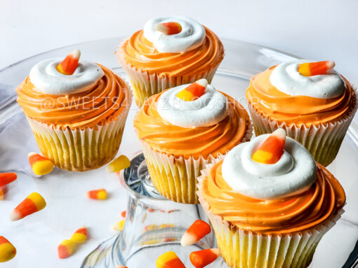 Candy Corn Cupcakes on Marble - Image 3