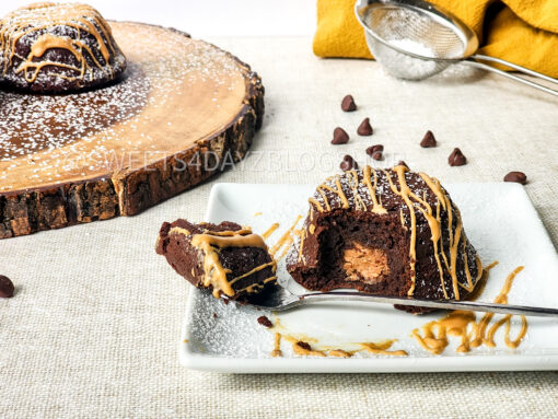 Mini Chocolate Peanut Butter Cakes on Linen - Image 3
