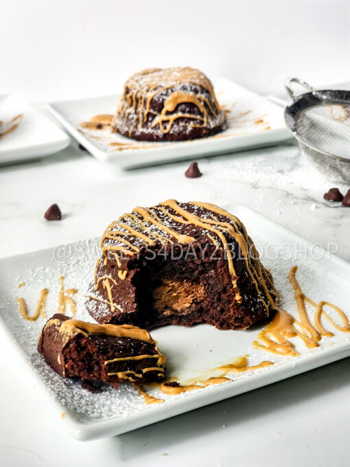 Mini Chocolate Peanut Butter Cakes on Marble