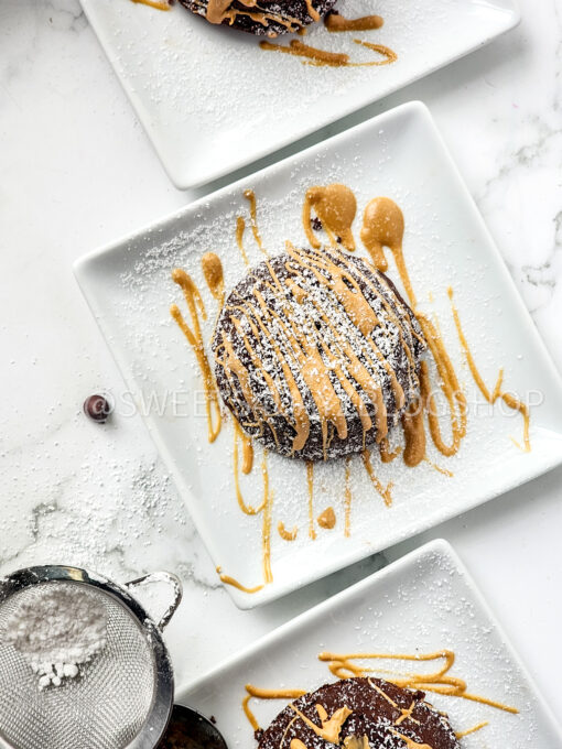 Mini Chocolate Peanut Butter Cakes on Marble - Image 6