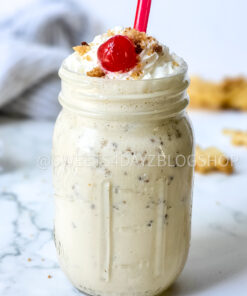 Copycat Chick Fil A Caramel Crunch Milkshake on Marble