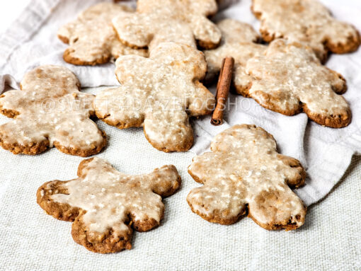 Iced Gingerbread Oatmeal Cookies on Linen - Image 3