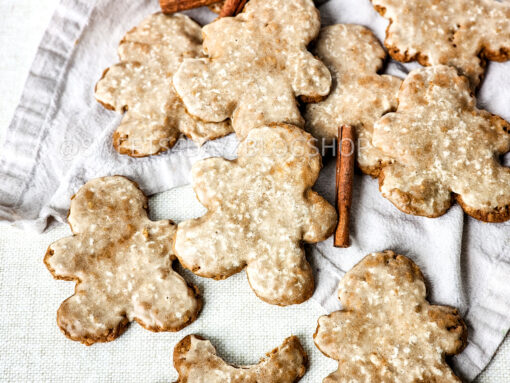 Iced Gingerbread Oatmeal Cookies on Linen - Image 4
