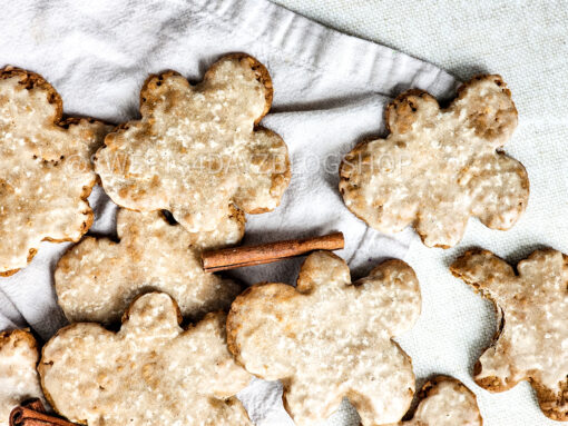 Iced Gingerbread Oatmeal Cookies on Linen - Image 5