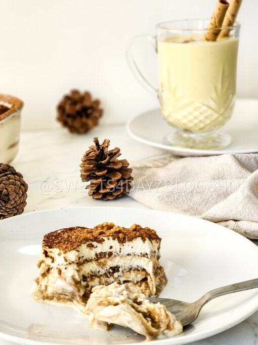 Gingerbread Eggnog Tiramisu on Marble
