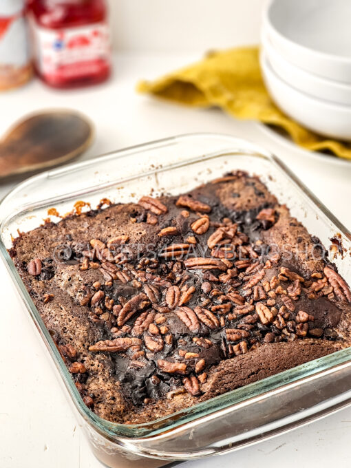 Hot Fudge Sundae Dump Cake on White - Image 3