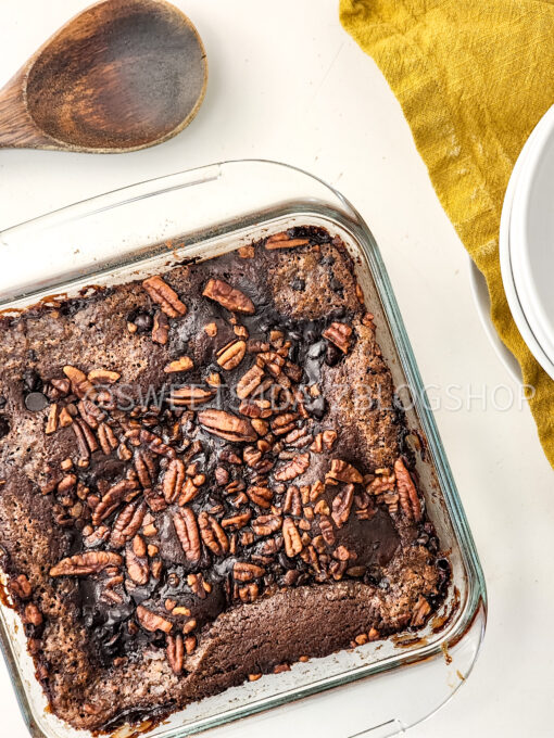 Hot Fudge Sundae Dump Cake on White - Image 4