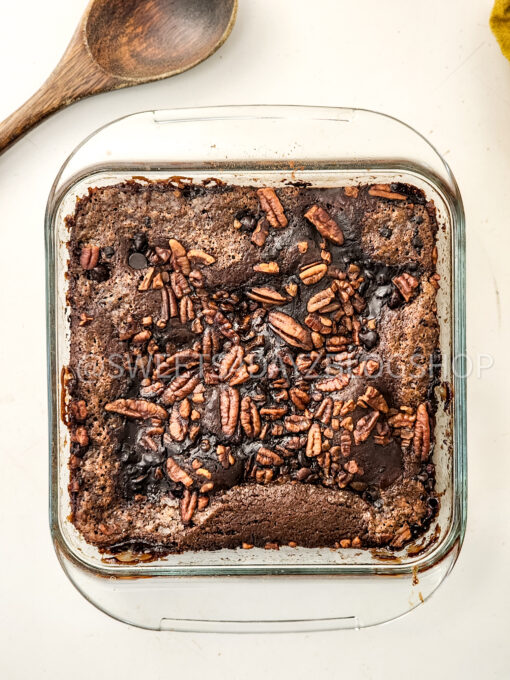 Hot Fudge Sundae Dump Cake on White - Image 5