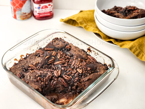 Hot Fudge Sundae Dump Cake on White - Image 6