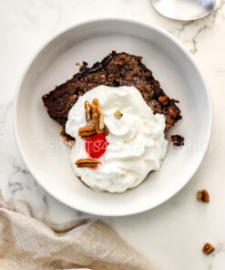 Hot Fudge Sundae Dump Cake on Marble