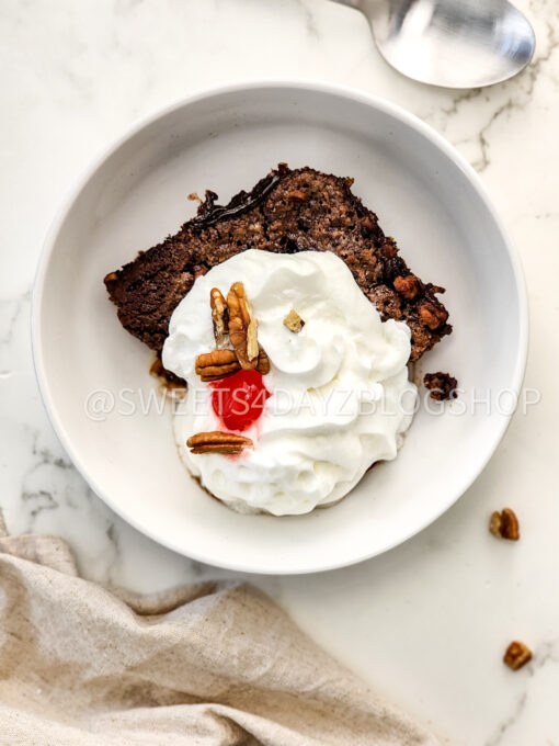 Hot Fudge Sundae Dump Cake on Marble