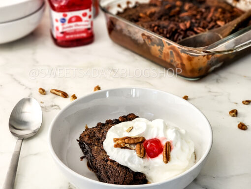 Hot Fudge Sundae Dump Cake on Marble - Image 3