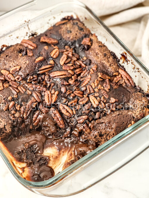 Hot Fudge Sundae Dump Cake on Marble - Image 5