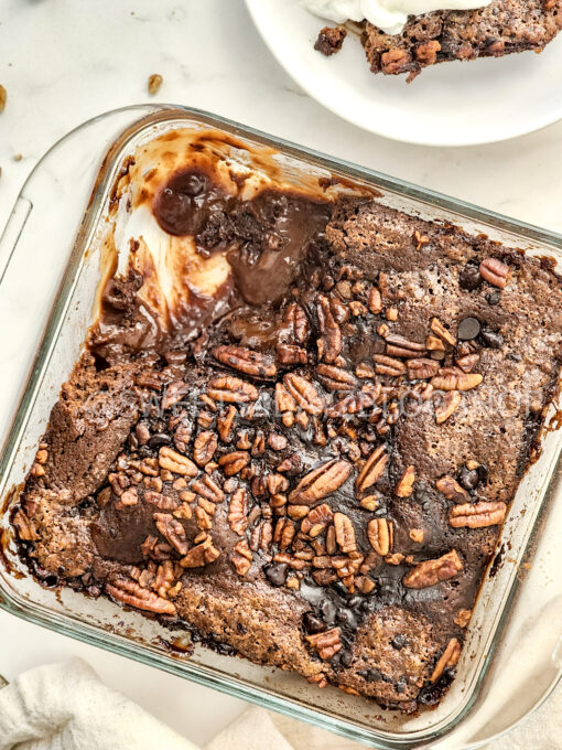 Hot Fudge Sundae Dump Cake on Marble - Image 6