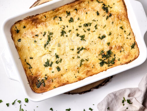 Cheesy Baked Mashed Potatoes on White - Image 3