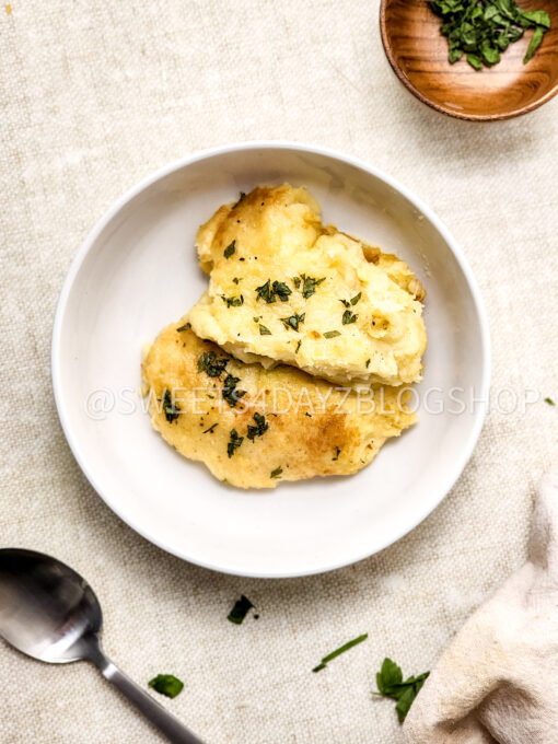 Cheesy Baked Mashed Potatoes on Linen - Image 2