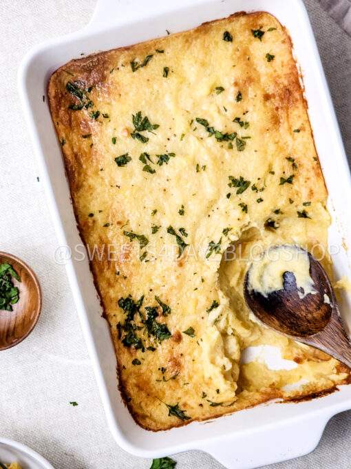 Cheesy Baked Mashed Potatoes on Linen - Image 6