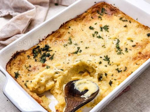 Cheesy Baked Mashed Potatoes on Linen - Image 9