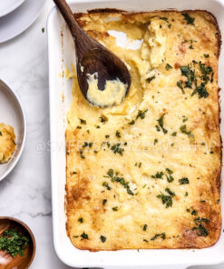 Cheesy Baked Mashed Potatoes on Marble