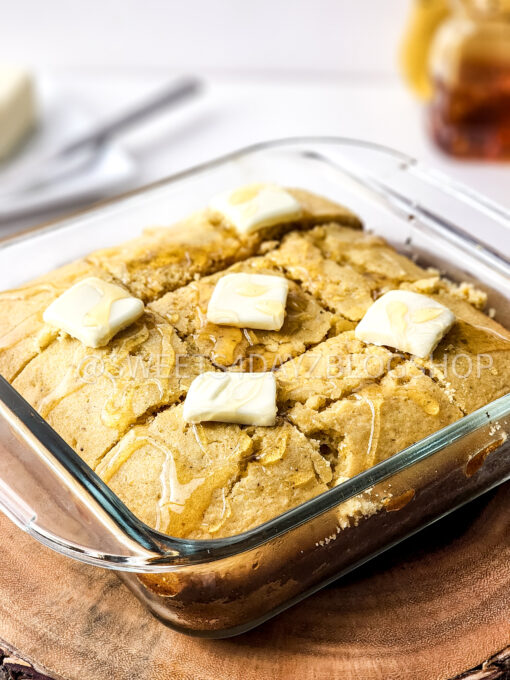Homemade Honey Butter Cornbread on White - Image 2