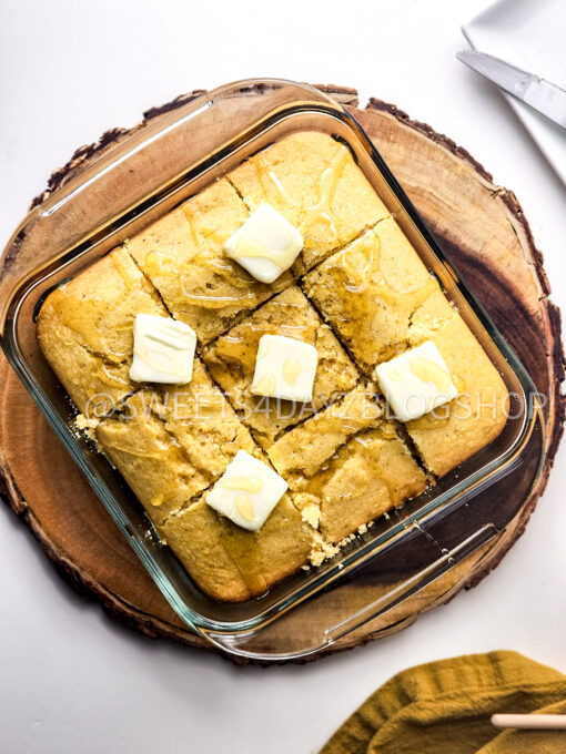 Homemade Honey Butter Cornbread on White - Image 6