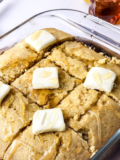 Homemade Honey Butter Cornbread on White - Image 7