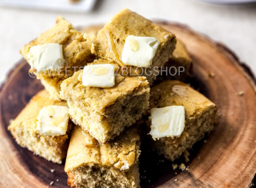 Homemade Honey Butter Cornbread on Linen - Image 2