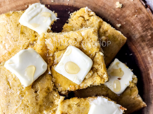 Homemade Honey Butter Cornbread on Linen - Image 6