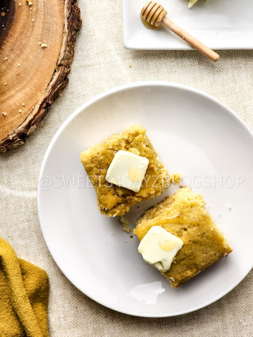 Homemade Honey Butter Cornbread on Linen - Image 8