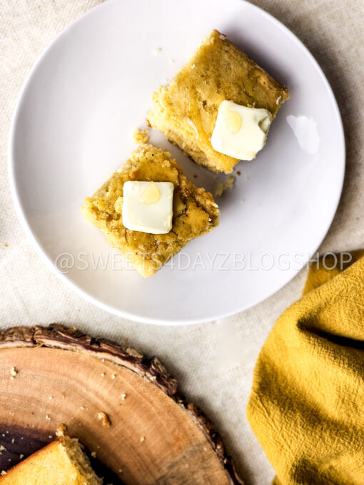 Homemade Honey Butter Cornbread on Linen - Image 9