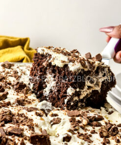 Toffee Poke Cake on White