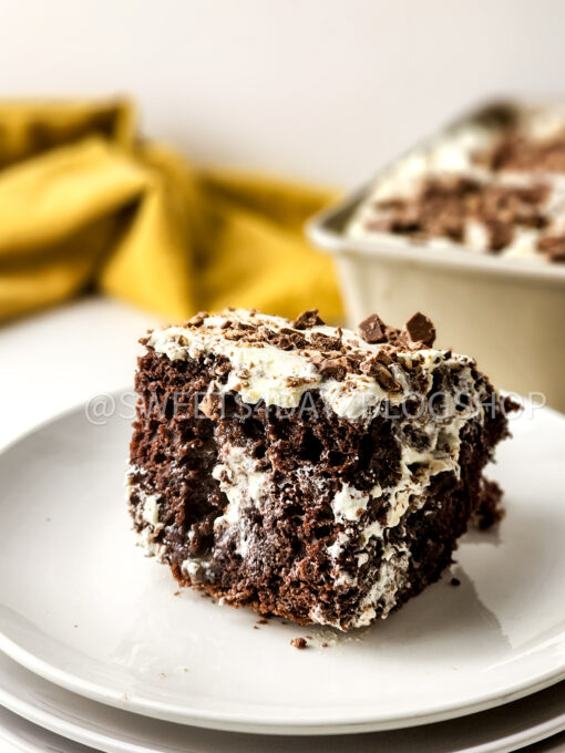 Toffee Poke Cake on White - Image 8