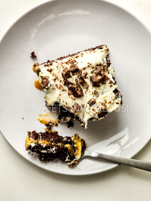 Toffee Poke Cake on White - Image 10