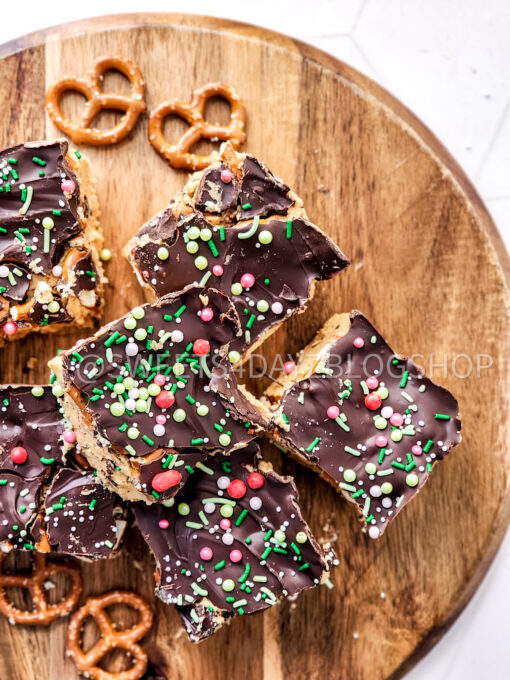 No Bake Pb & Choc Pretzel Holiday Bars on Rhombus - Image 6