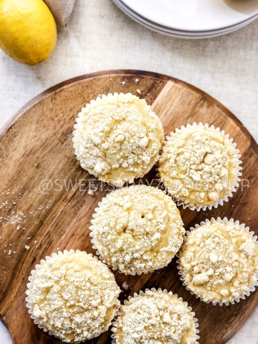 Lemon Crumble Muffins on Linen - Image 4