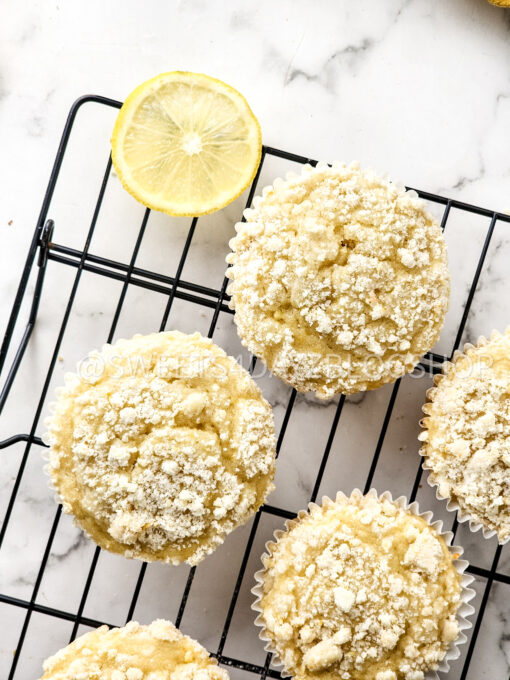 Lemon Crumble Muffins on Marble - Image 2